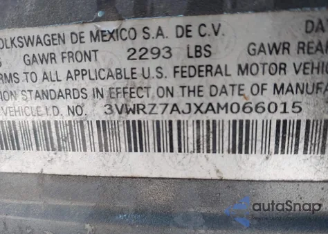 2010 Volkswagen Jetta Se из США, поврежденный, VIN 3VWRZ7AJXAM066015